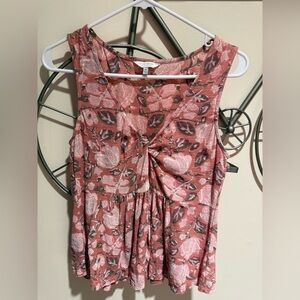 Lucky Brand Pink Floral Bohemian Sleeveless Top, Size M